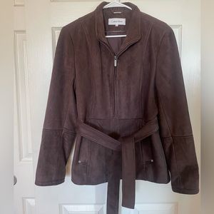 Calvin Klein belted suede jacket